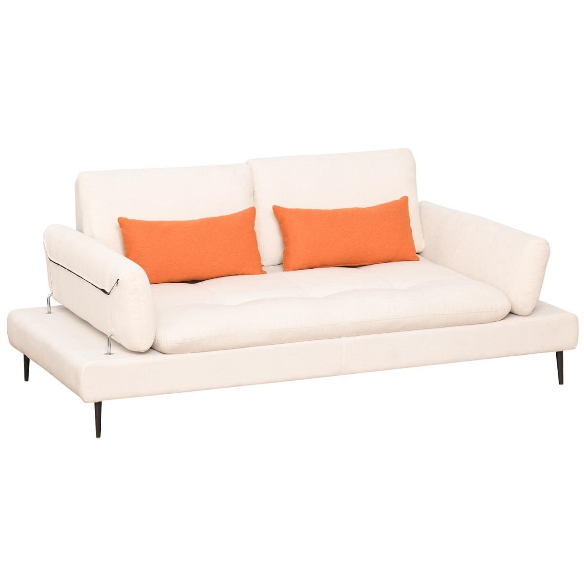 Sofa FLORIDA, Zweisitzer, verstellbare Sitztiefe, Stoff, Farbe Cremweiß