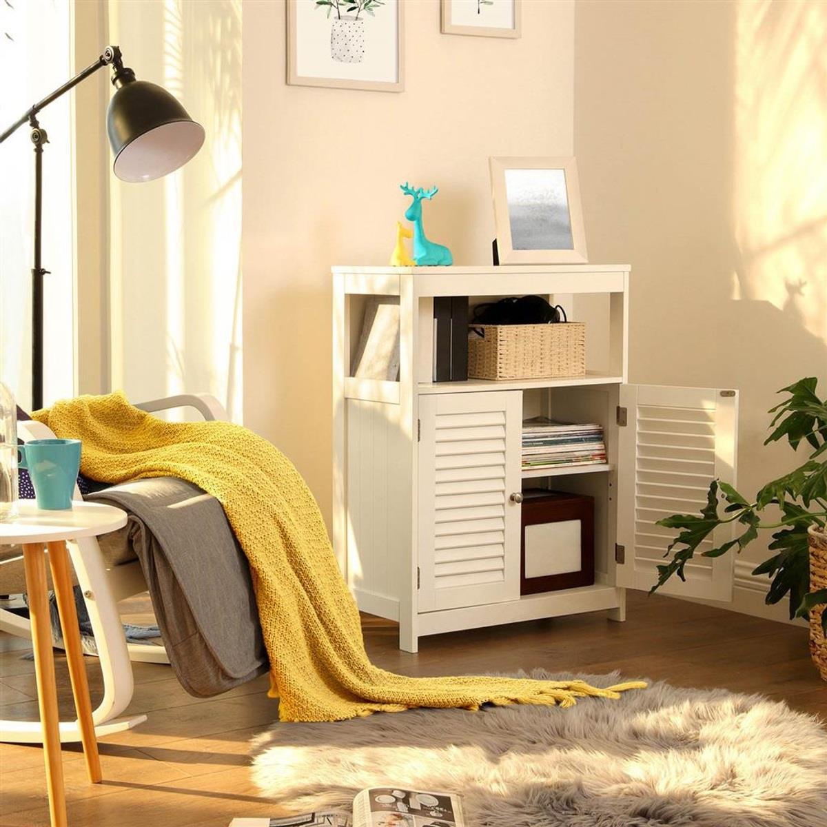 Büroschrank GROVER, Kommode, Abmessungen 60x30x80cm, elegantes zeitloses Design, Holz, Farbe Weiß