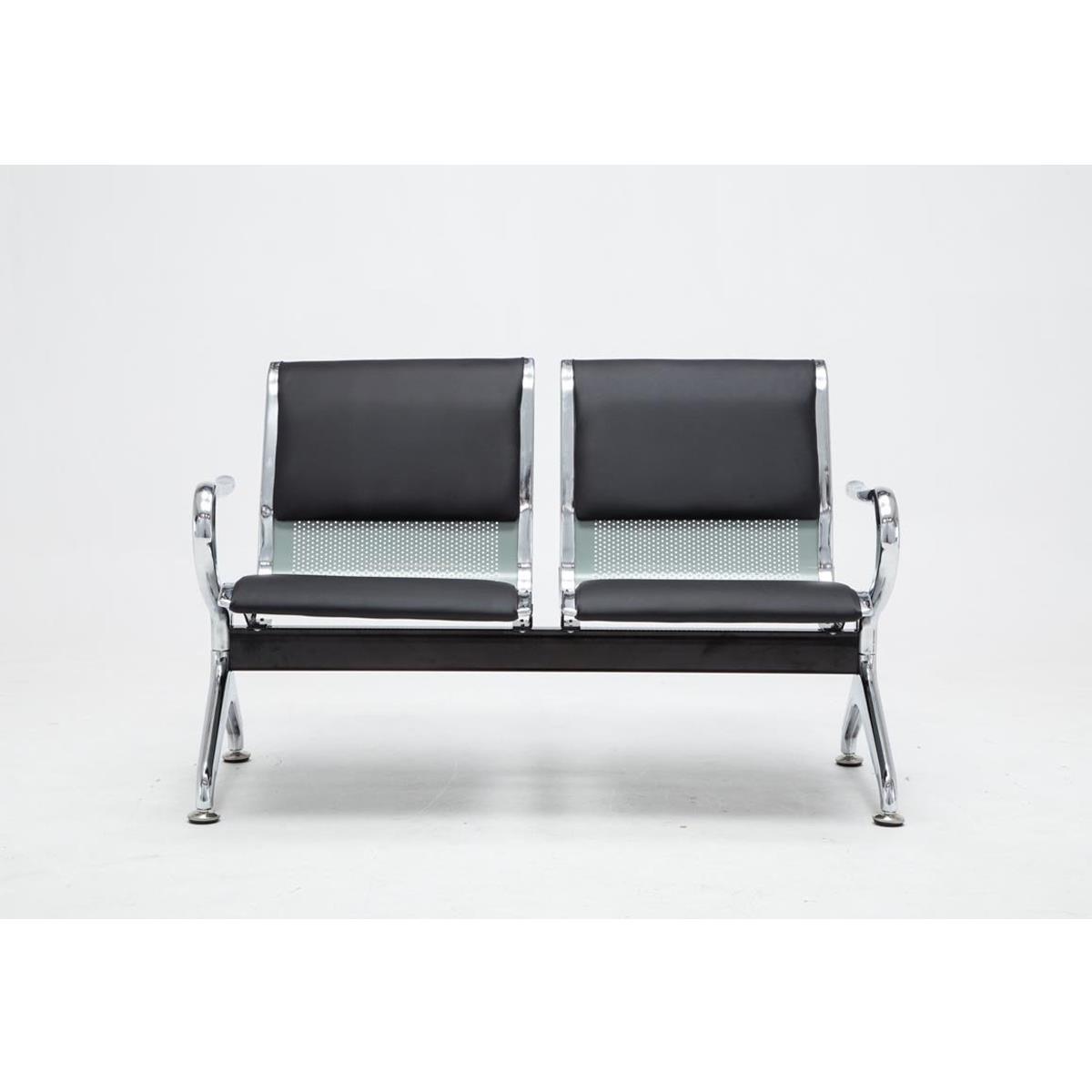 Wartebank 2-Sitzer AUREA, Metallgestell, Metallsitz Farbe Grau