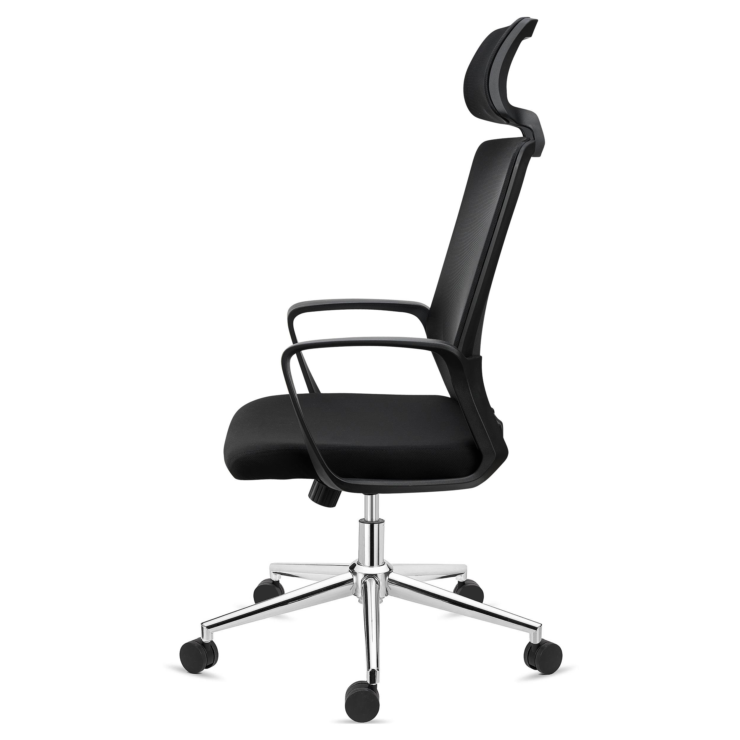 Bürostuhl ergonomisch mit Kopfstütze - Stoff - Schwarz - WALLSREET kaufen