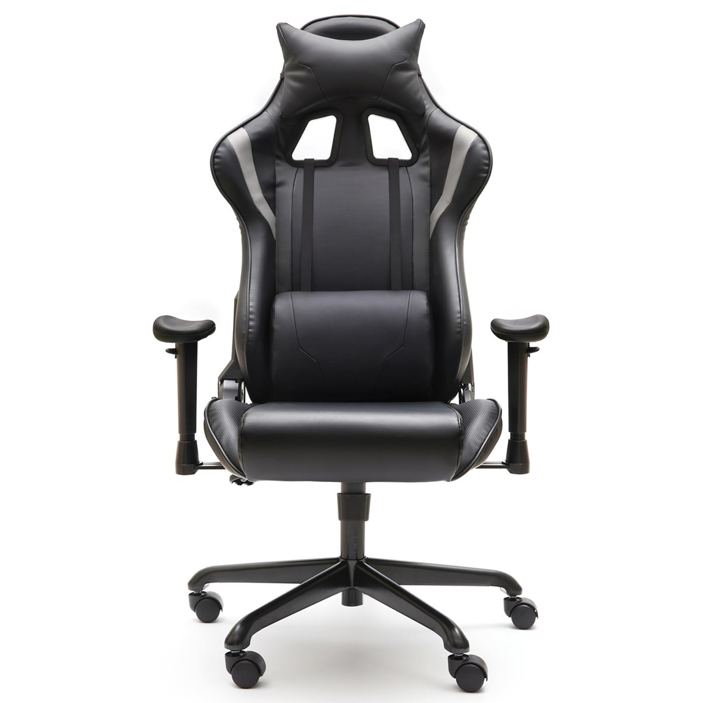 Gaming-Stuhl ORION, Rückenlehne neigbar bis 160º, Nacken- & Lordosekissen,  Kunstleder, Farbe Schwarz/ Grau 