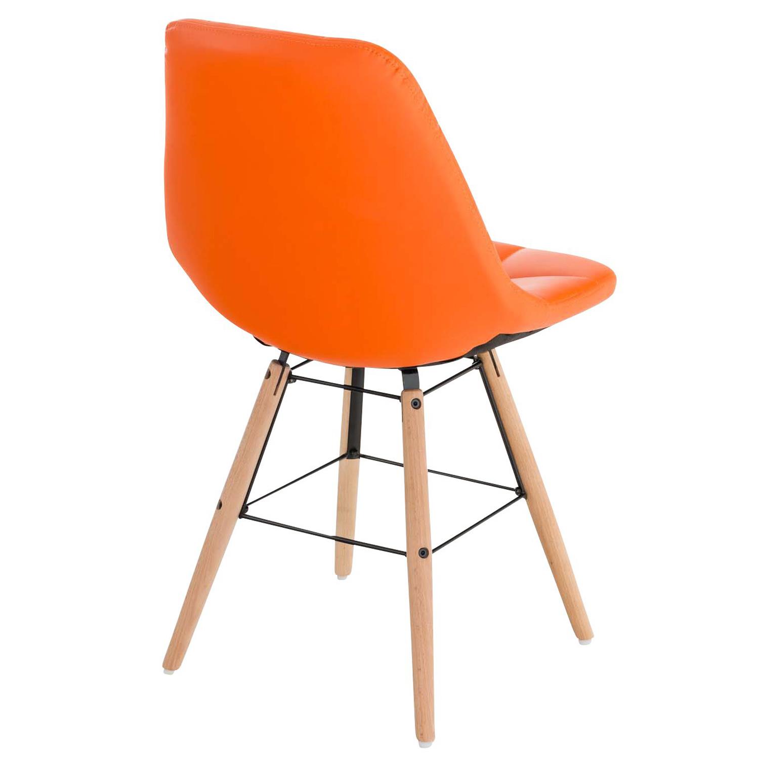 Besucherstuhl TOMMY LEDER, Buchenholz, Leder Orange - buerostuhlpro.de
