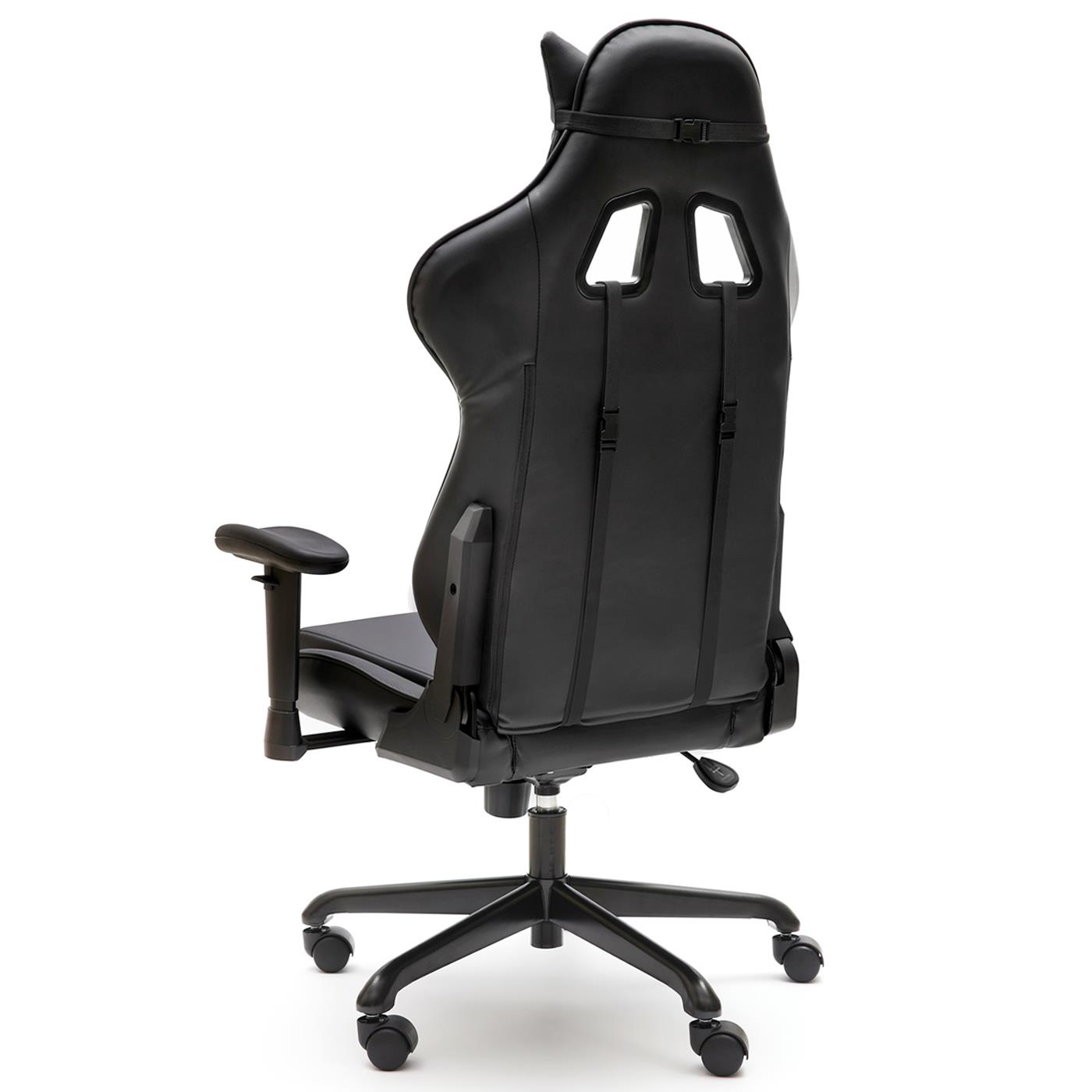 Gaming-Stuhl ORION, Rückenlehne neigbar bis 160º, Nacken- & Lordosekissen,  Kunstleder, Farbe Schwarz/ Grau 