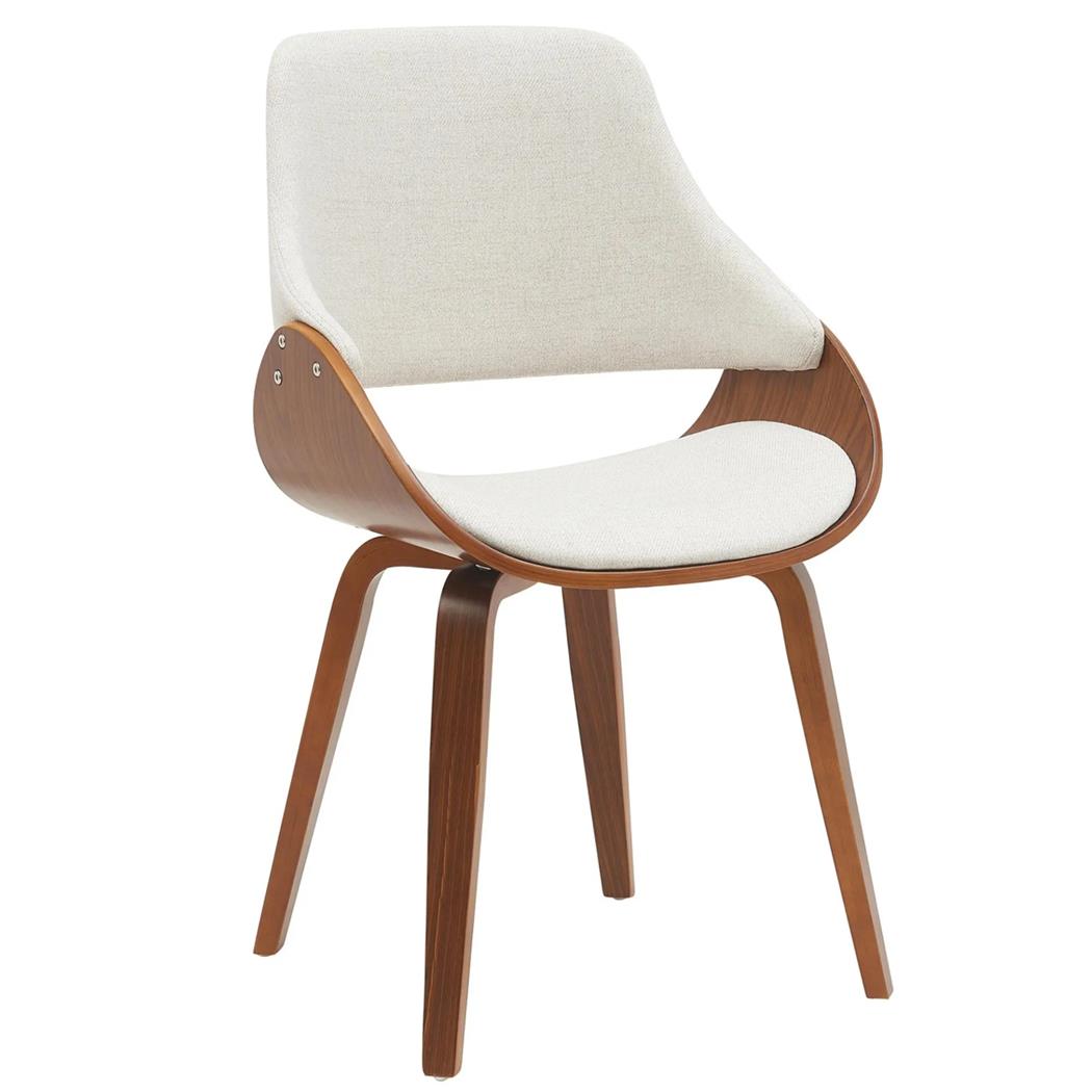 Besucherstuhl NESKA STOFF, modernes Design, Holz mit Stoffbezug, Farbe Walnuss/ Creme