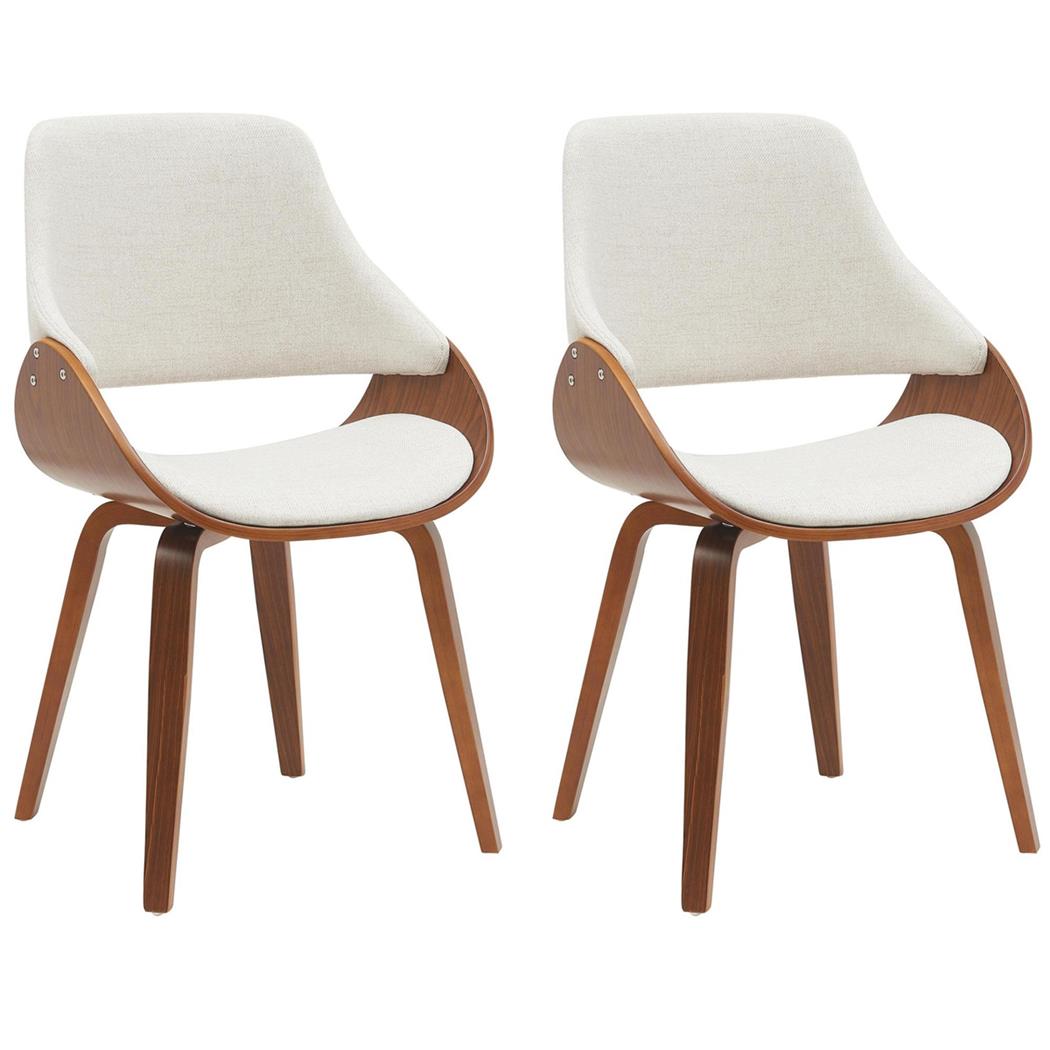 Im 2er Set: Besucherstuhl NESKA STOFF, modernes Design, Holz mit Stoffbezug, Farbe Walnuss/ Creme