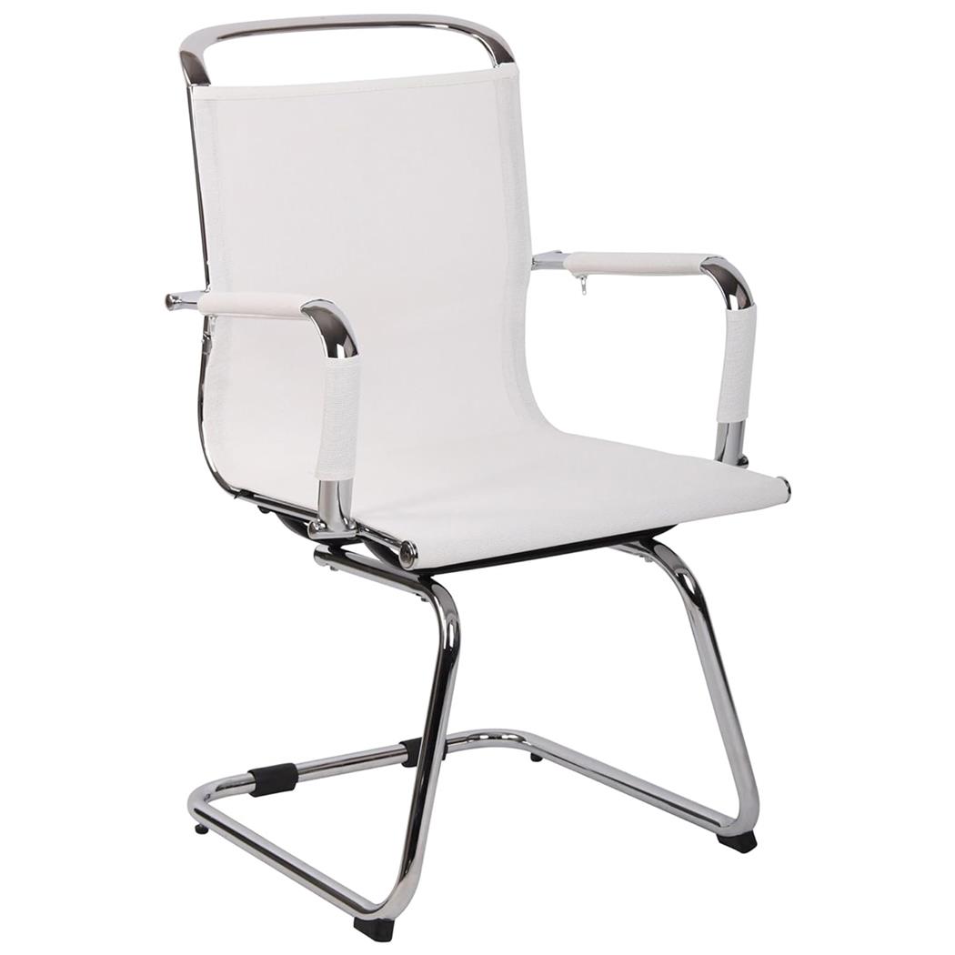 Besucherstuhl GODA V, Freischwingergestell, verchromtes Metall, Farbe Weiß