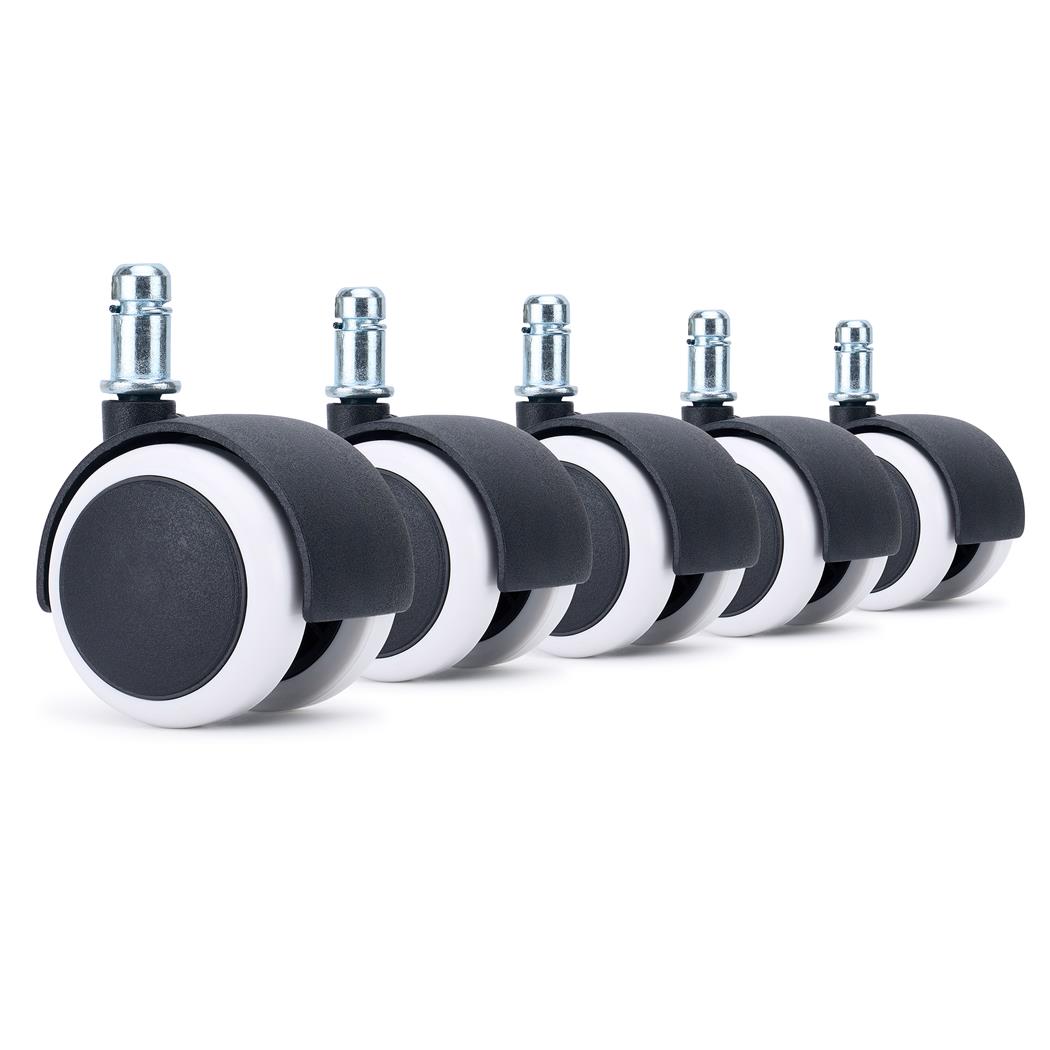 5er Set Rollen CLASS, 11x50mm  für Hartboden, Gummierung abgerundet, Farbe Schwarz/ Weiß