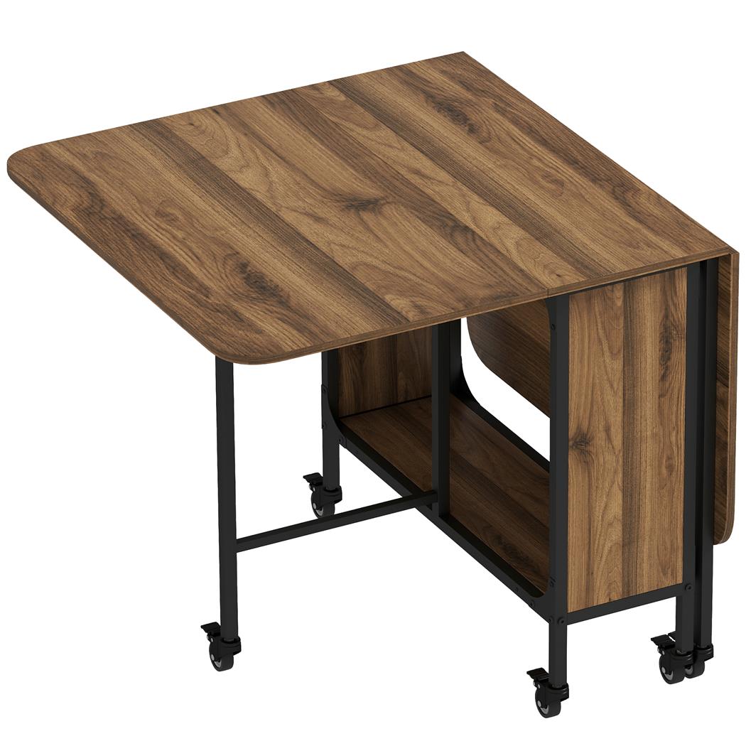 Konferenztisch SKOPJE, 130/80/30x80x74 cm, Flügeltisch, zusammenklappbar mit Rollen, Melamin, Farbe Walnuss