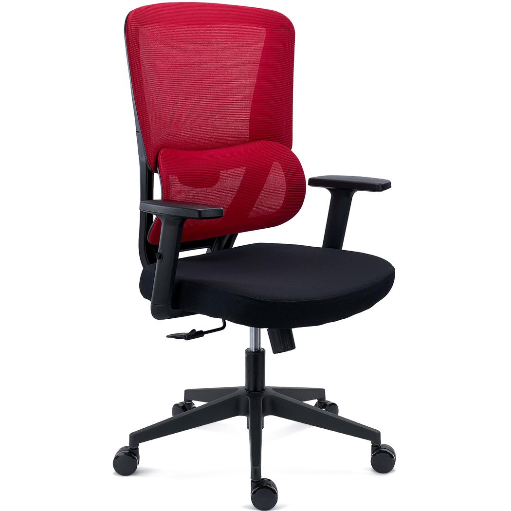 DEMO# Ergonomischer Bürostuhl SUPRA, Lordosenstütze, Netzstoff-Rückenlehne, Farbe Rot