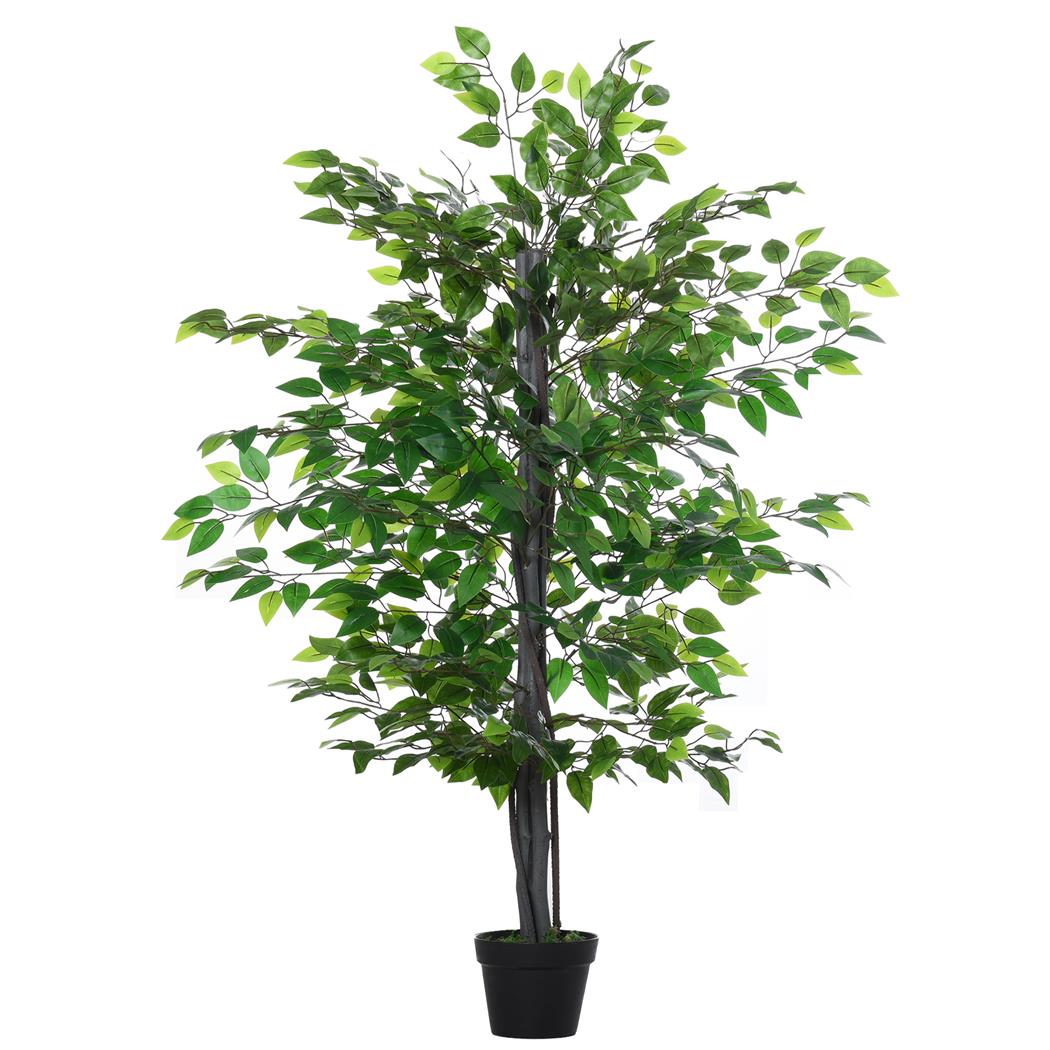Büropflanze BLOOM, künstlicher Ficus, Höhe 145cm, mit üppiger Krone, in schwarzem Blumentopf