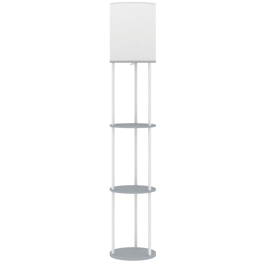 Büroleuchte ORBE, Stehlampe mit Ablagefächern, Höhe 158cm, Farbe Grau