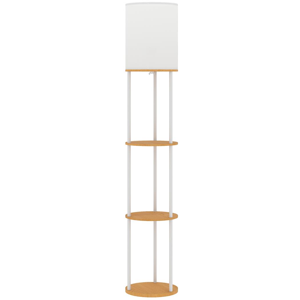 Büroleuchte ORBE, Stehlampe mit Ablagefächern, Höhe 158cm, Farbe Natur