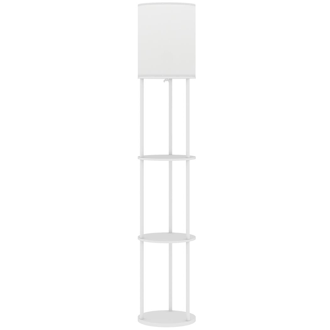 Büroleuchte ORBE, Stehlampe mit Ablagefächern, Höhe 158cm, Farbe Weiß