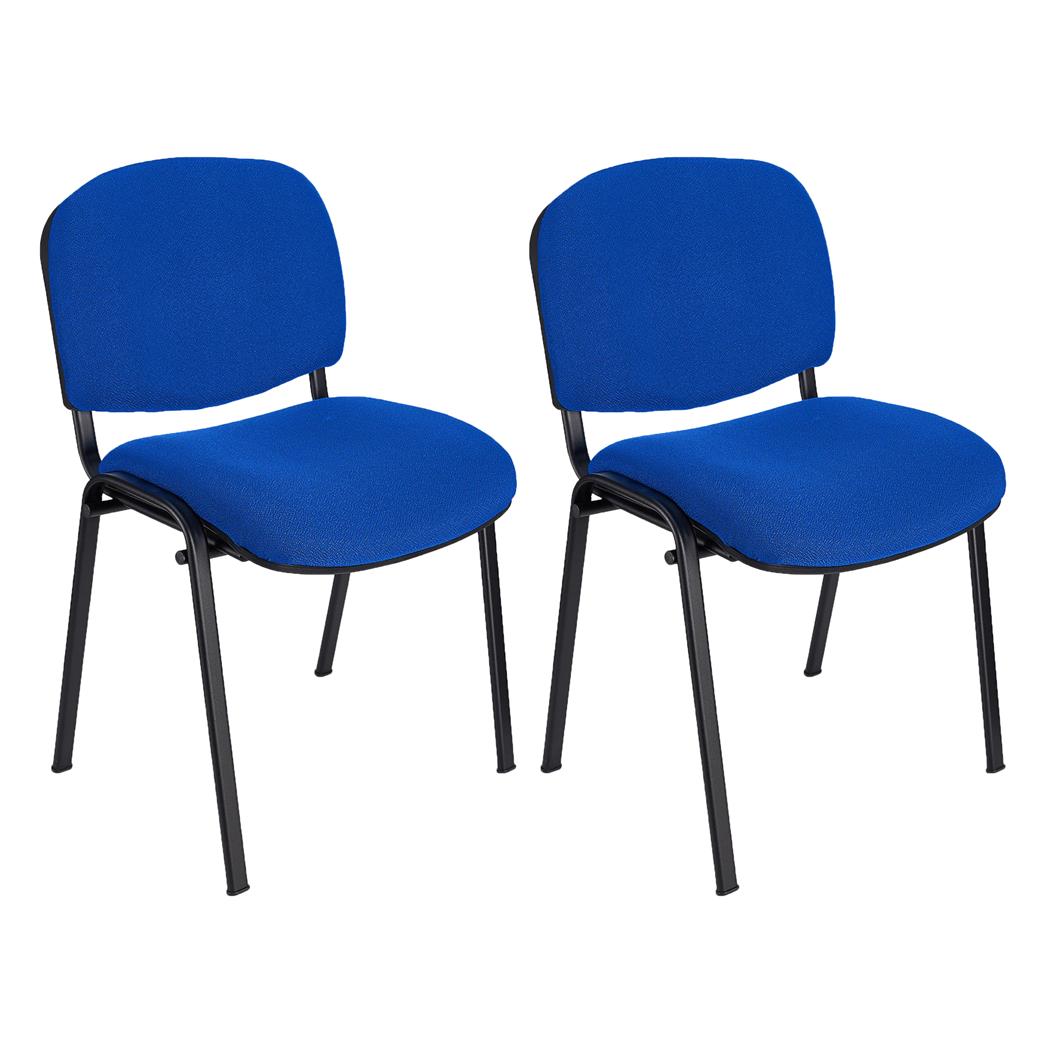 2er Set Konferenzstuhl MOBY STOFF, schwarzes Gestell, bequem und praktisch, stapelbar, Farbe Blau