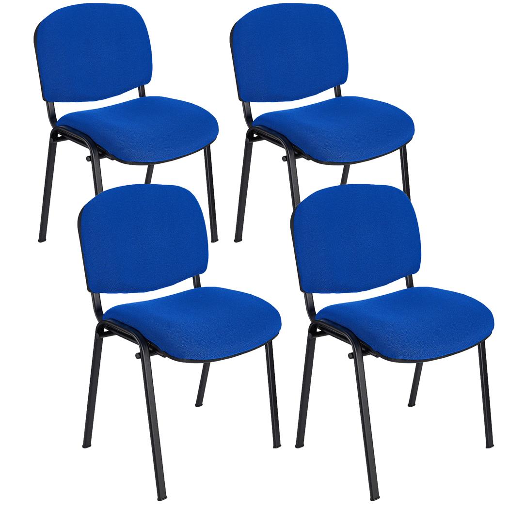 4er Set Konferenzstuhl MOBY STOFF, schwarzes Gestell, bequem und praktisch, stapelbar, Farbe  Blau