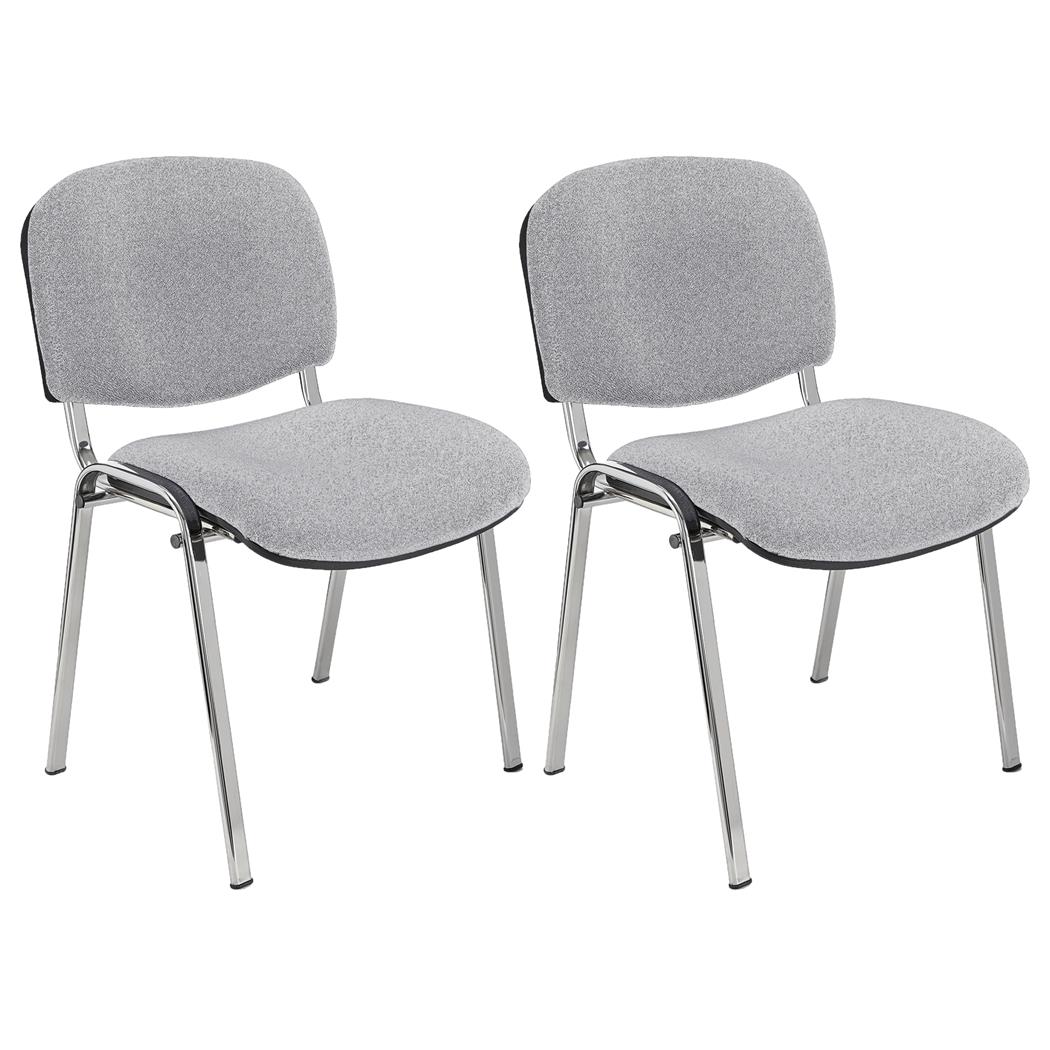 2er Set Konferenzstuhl MOBY STOFF, verchromtes Gestell, bequem und praktisch, stapelbar, Farbe Grau