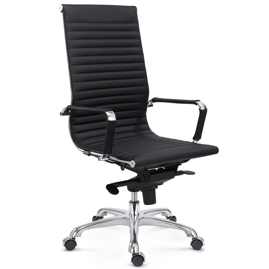 Bürostuhl DORIS, verchromtes Metallgestell, elegante Fertigung in Echtleder, Farbe Schwarz