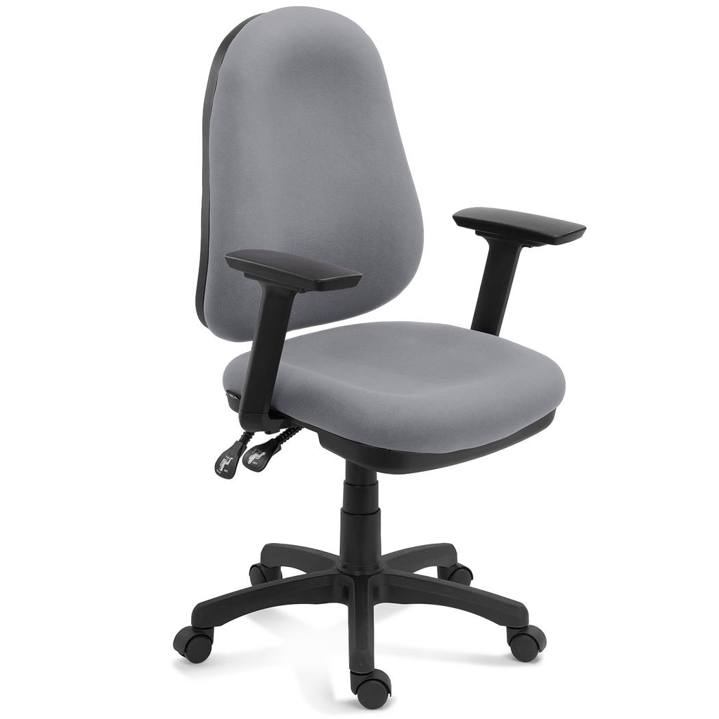 Ergonomischer Bürostuhl ZENIT, 3D-Armlehnen, gepolsterte Sitzfläche und Rückenlehne, Stoffbezug, Farbe Grau