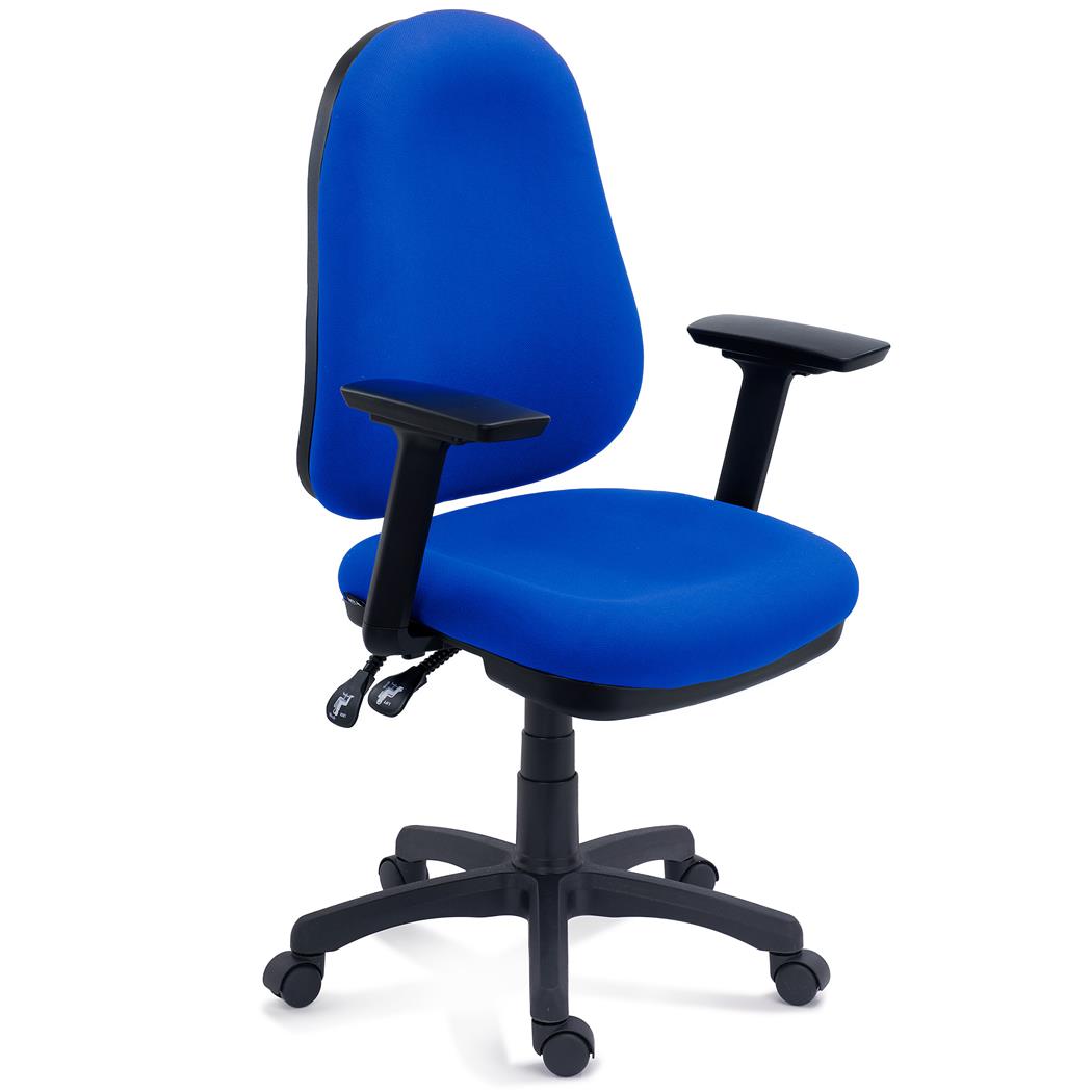 Ergonomischer Bürostuhl ZENIT, 3D-Armlehnen, gepolsterte Sitzfläche und Rückenlehne, Stoffbezug, Farbe Blau