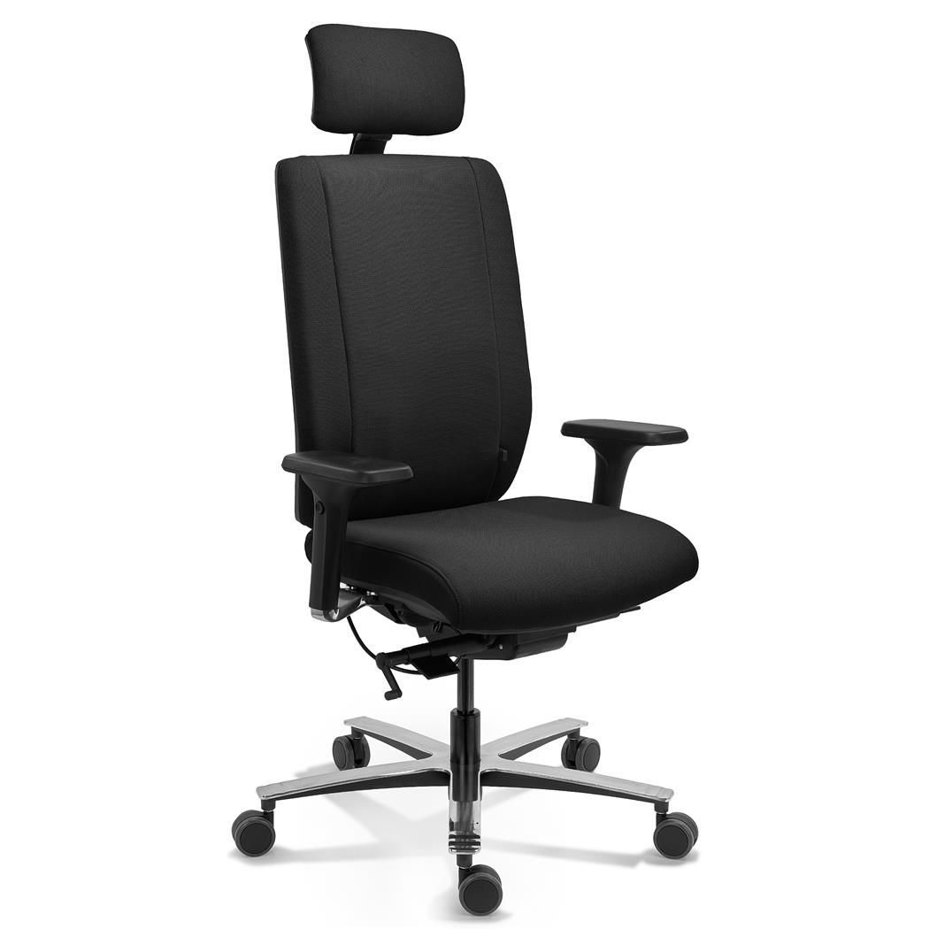 Ergonomischer Bürostuhl KRONOS, Premium-Klasse, zertifiziert für 24H-Nutzung, Stoffbezug, Farbe Schwarz