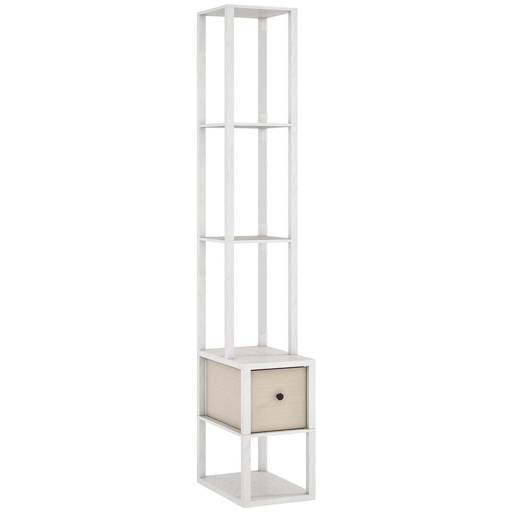Bürolampe NUBE, mit Ablagen und Stoff-Schublade, Farbe Weiß