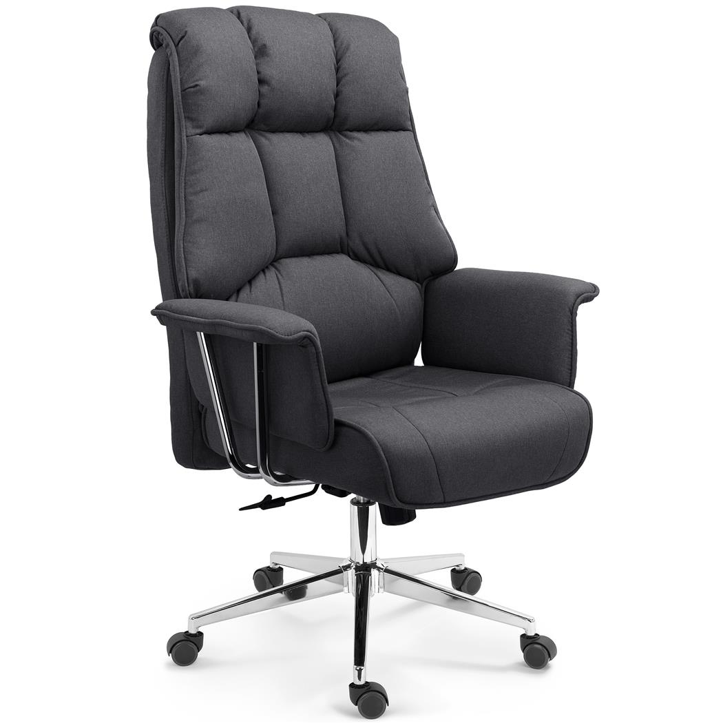 Chefsessel PRESIDENT STOFF, maximaler Komfort, doppelt gepolstert, sehr elegant, Stoffbezug, Farbe Dunkelgrau