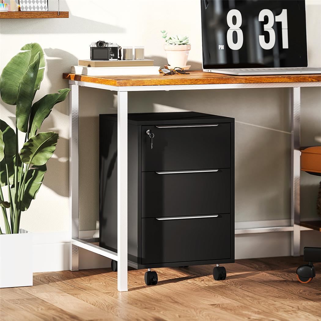 Büroschrank HAVANNA, Schreibtischcontainer, mit 3 Schubladen, 40x40x63,5 cm, Farbe Schwarz