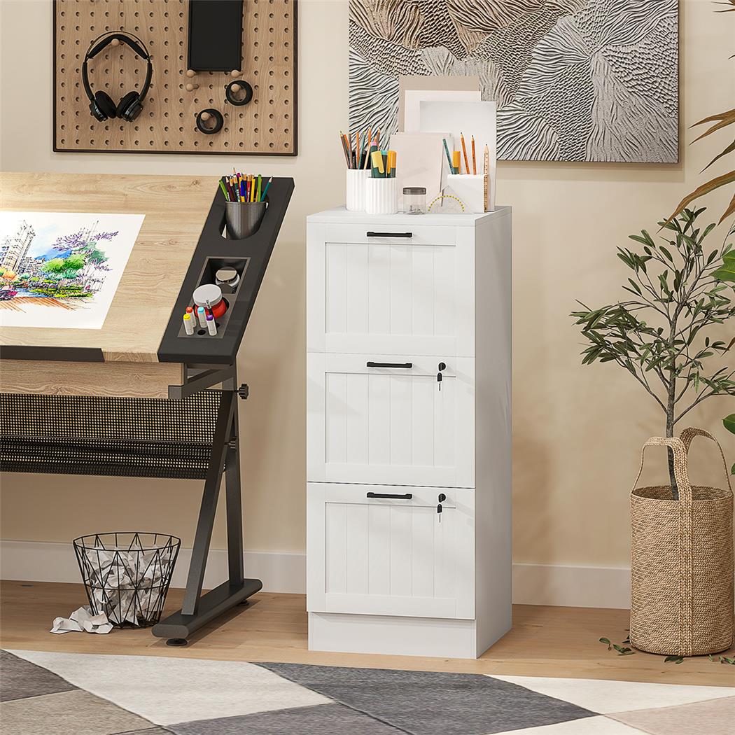 Aktenschrank CAMY mit Hängeregister, 3 Schubladen, MDF-Holz, Farbe Weiß