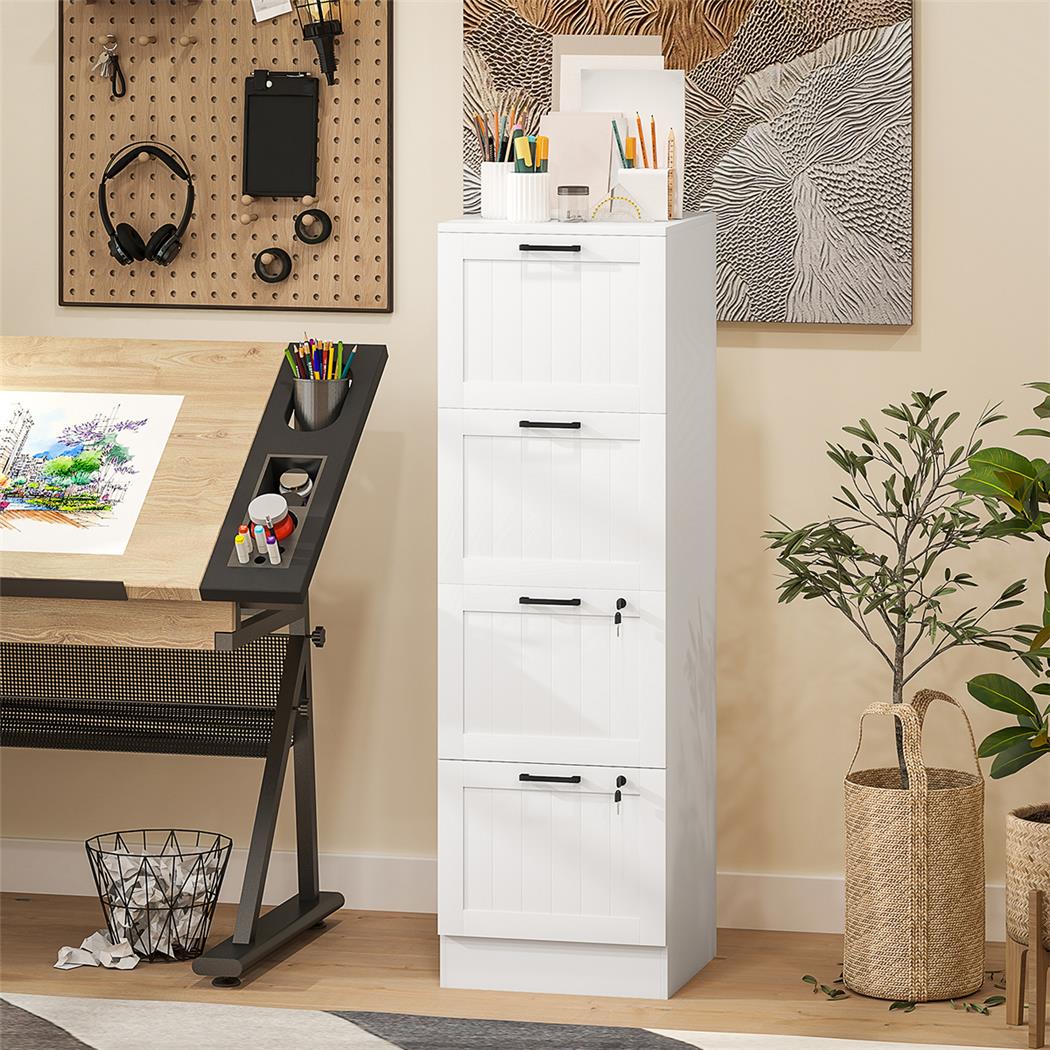Aktenschrank CAMY mit Hängeregister, 4 Schubladen, MDF-Holz, Farbe Weiß