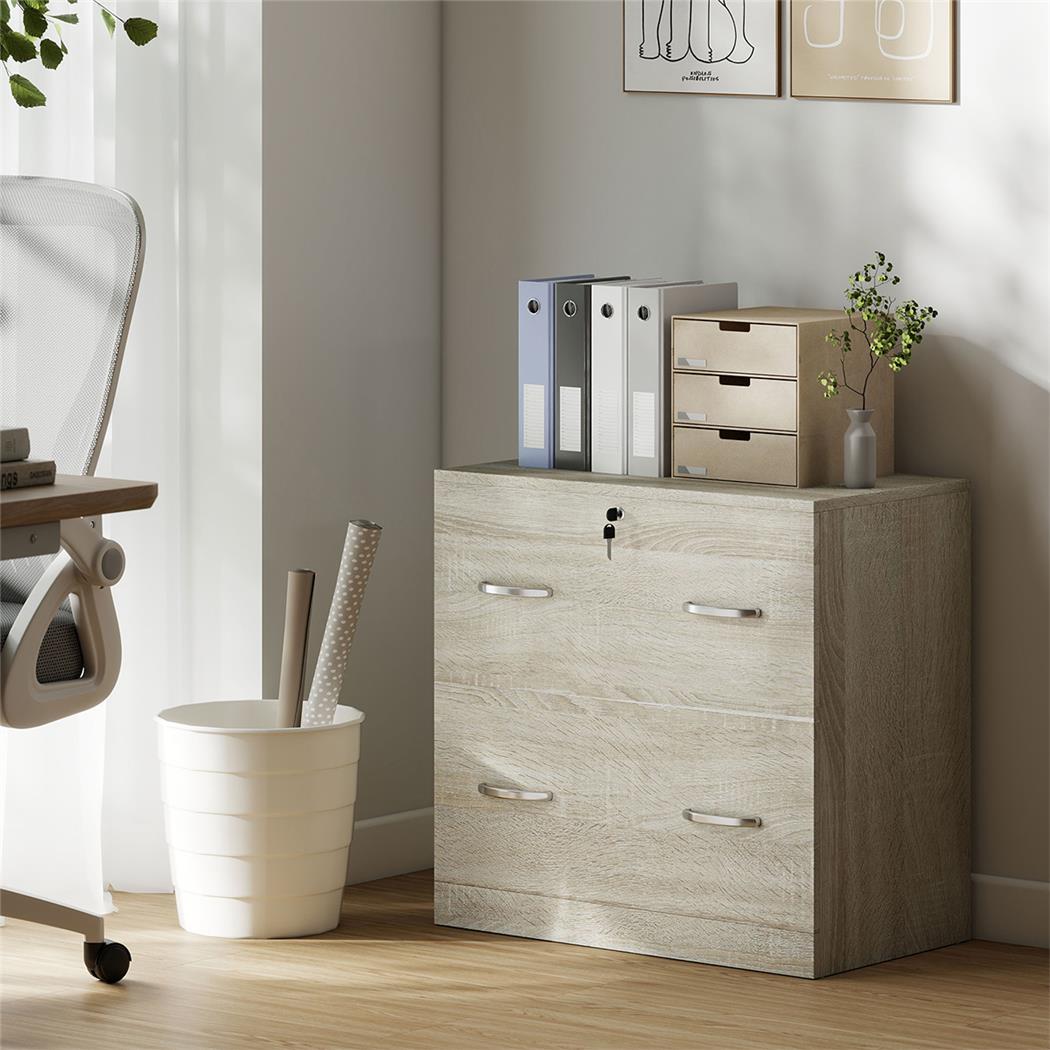 Aktenschrank HERO, 2 Schubladen, 77 x 42 x 72 cm, Farbe Eiche