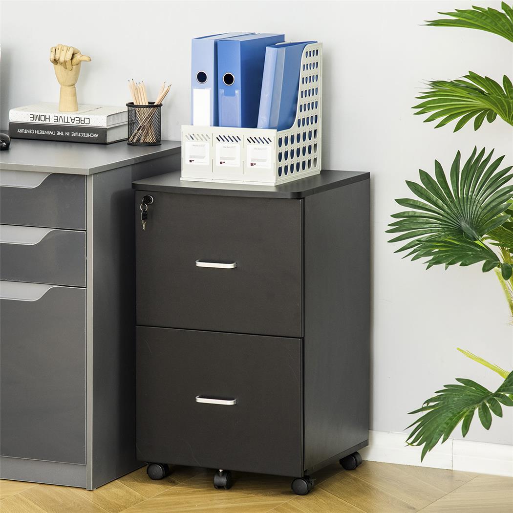 Aktenschrank TANIA, praktischer Rollcontainer, 43x45x72, Melaminholz, Farbe Schwarz