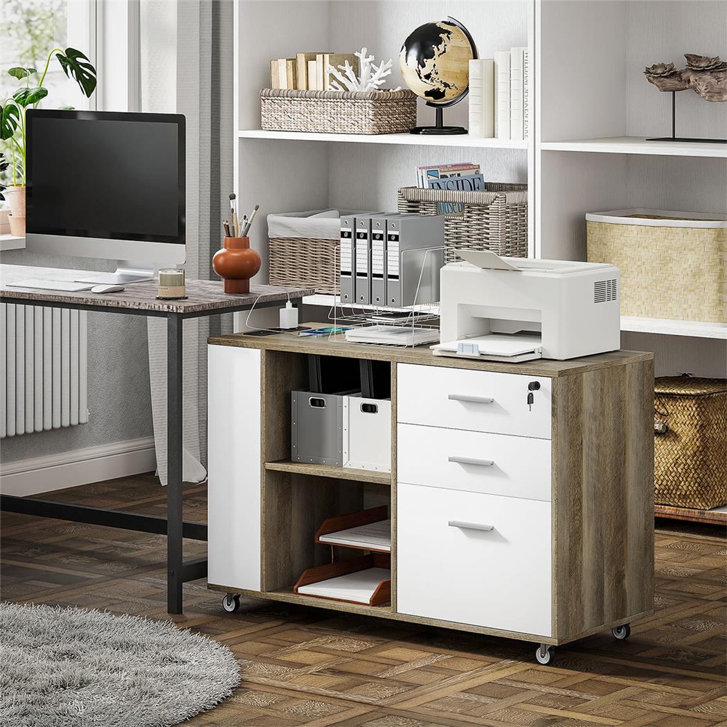Büroschrank TRENDI, 100 x 40 x 65,5 cm, mit Rollen, aus Holz, braun