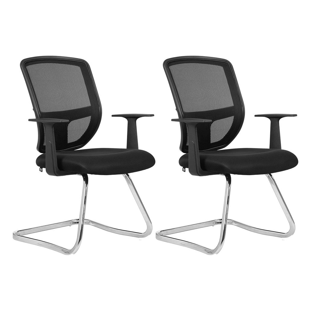 2er Set Besucherstuhl DINAMIC V, Freischwinger, Metallgestell, Schwarz
