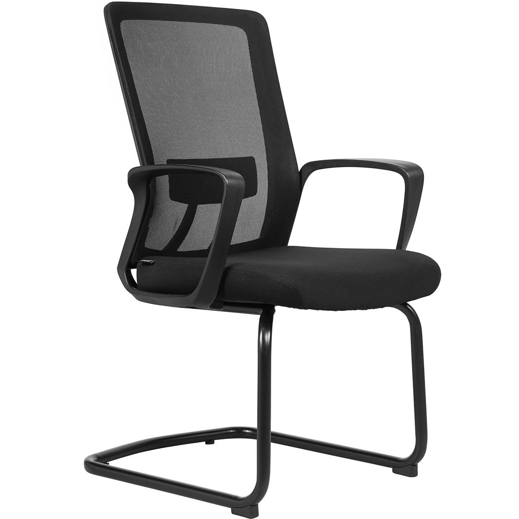 Besucherstuhl ERGOCITY V, eleganter Freischwinger mit Lordosenstütze, Farbe Schwarz