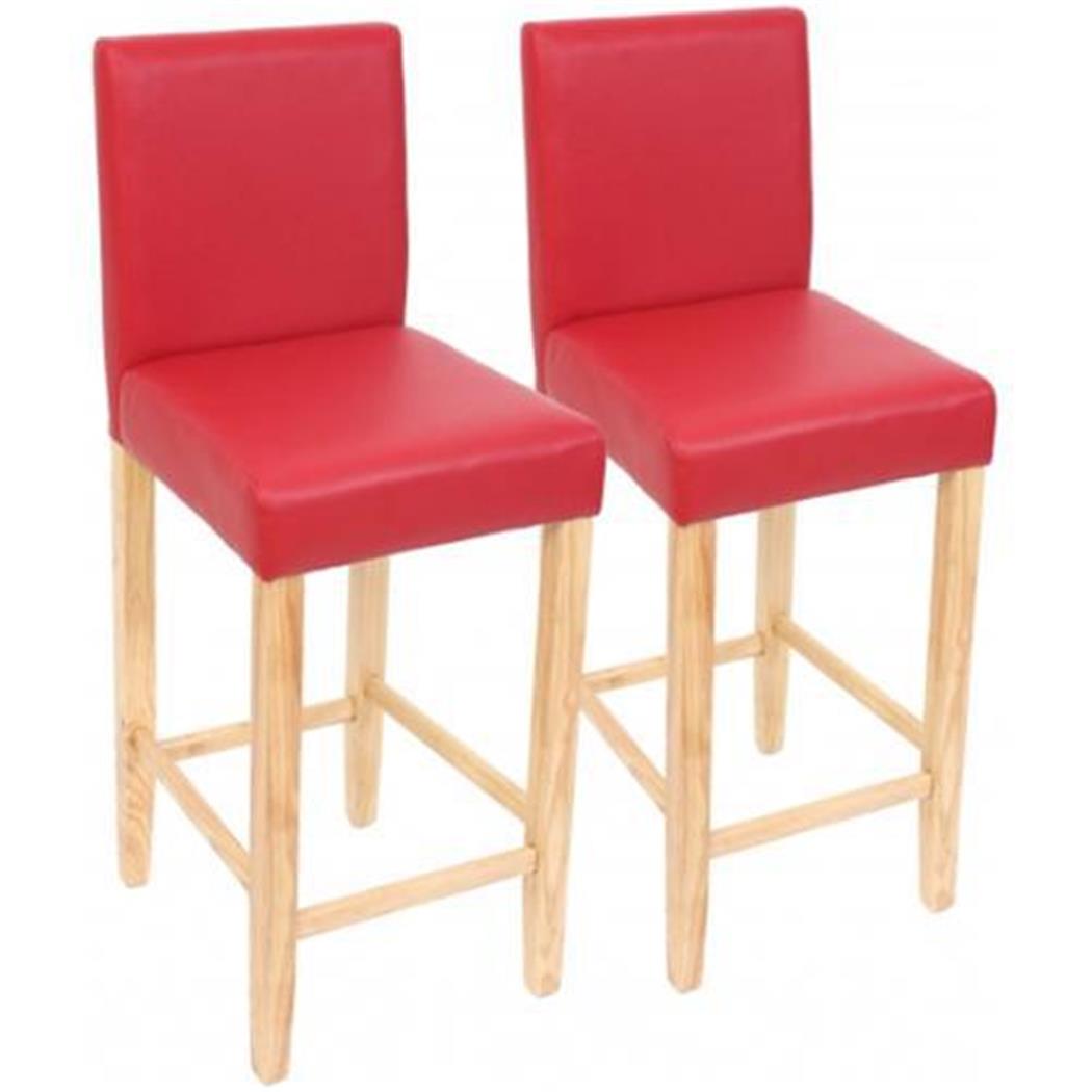 Im 2er-Set Holzhocker PRESTO, sehr stabil, in hochwertigem Kunstleder, Farbe Rot