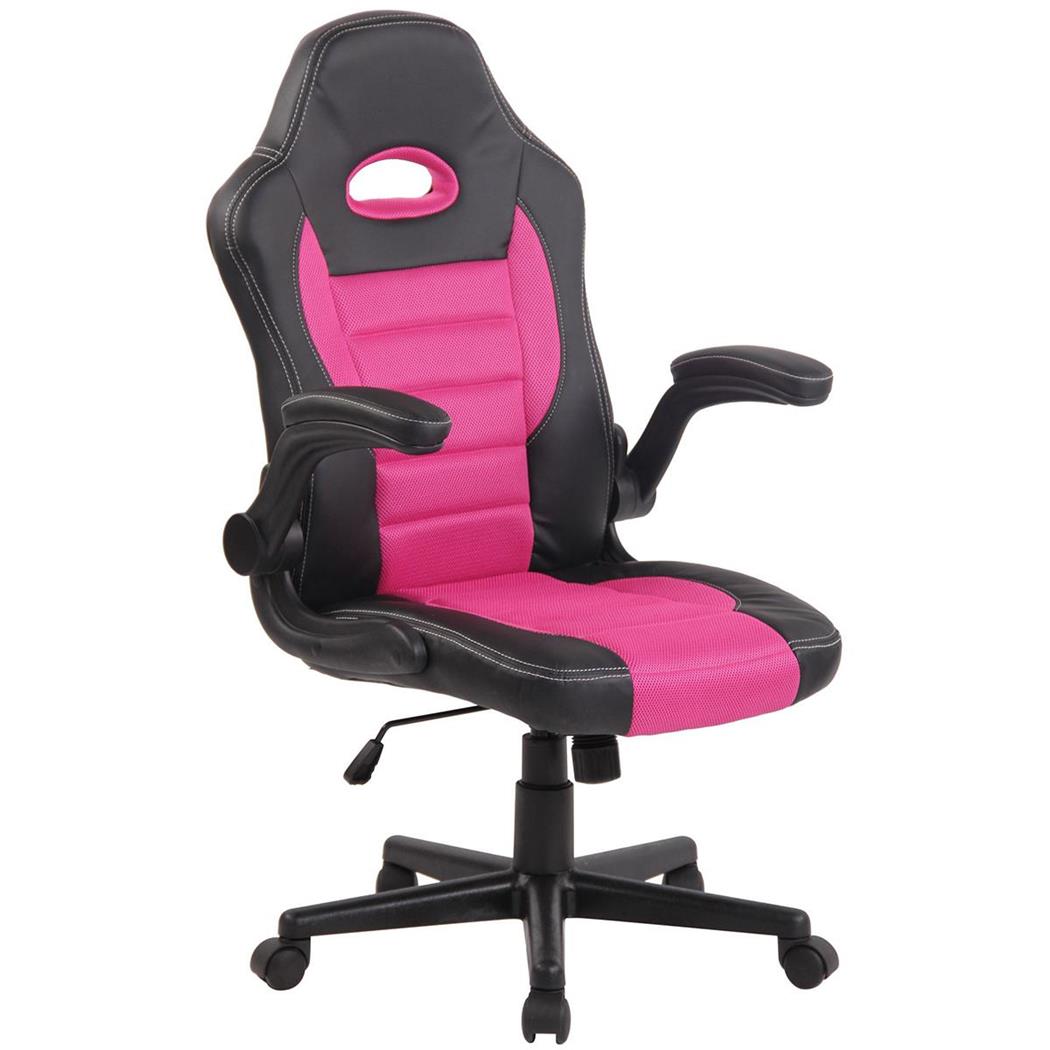 Gamingstuhl LOTUS, klappbare Armlehnen, Leder und atmungsaktiver Netzbezug, Farbe Hellrot