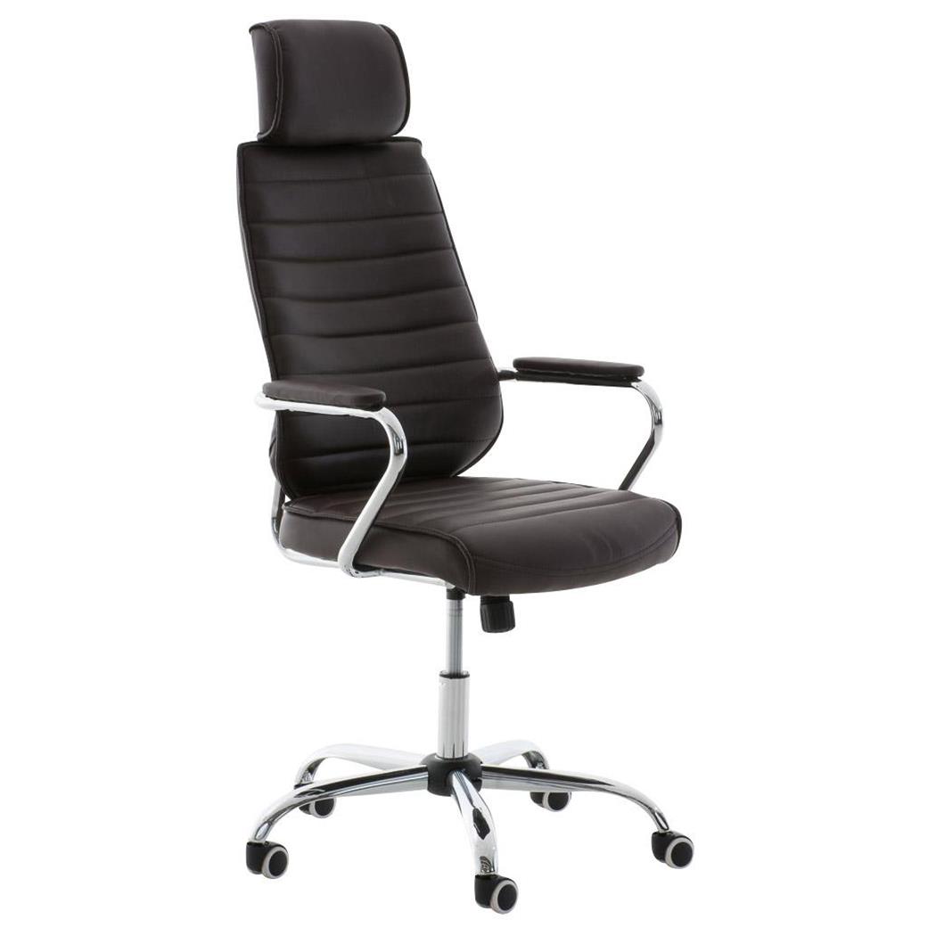 Chefsessel RENO, Metallgestell, hohe Rückenlehne, Lederbezug, Farbe Braun