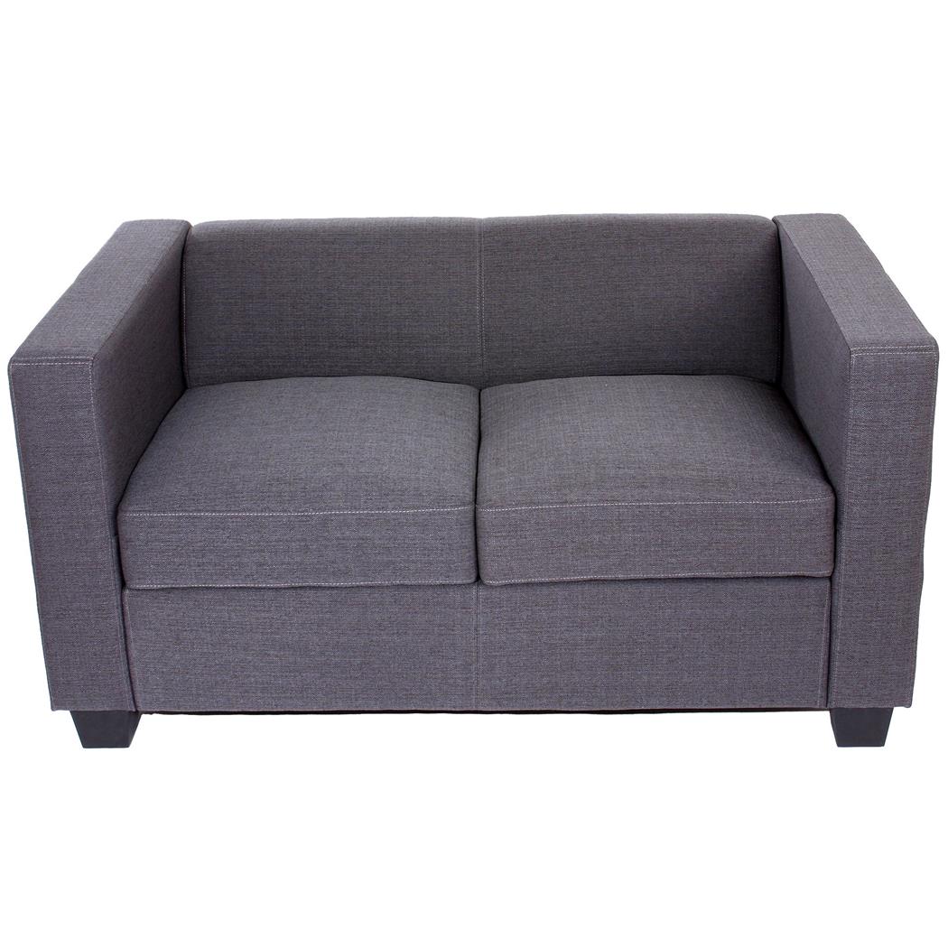 Sessel BASEL, 2 Sitzer, Elegantes Design, großer Komfort, Leder, Farbe Grau