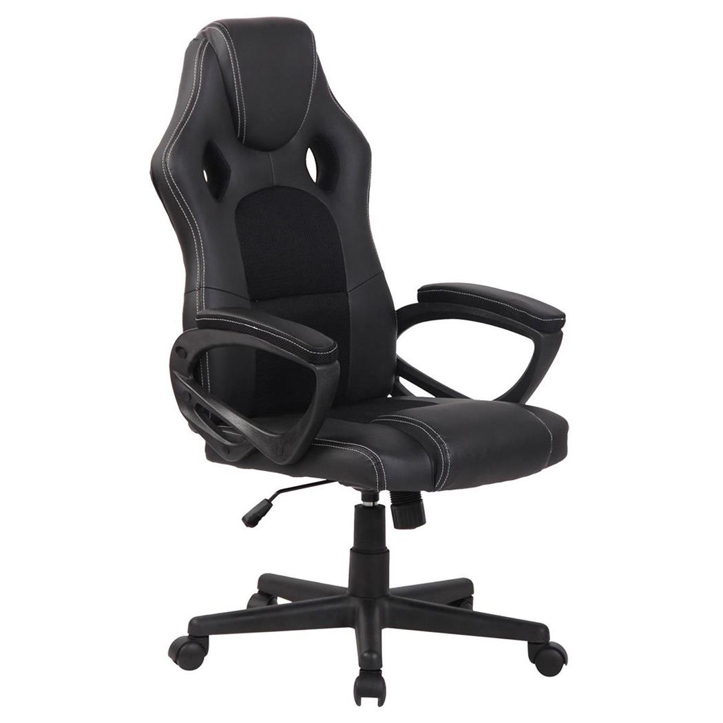 Gamingstuhl MONTMELO, spektakuläres sportliches Design, Leder- und Stoffbezug, Farbe Schwarz