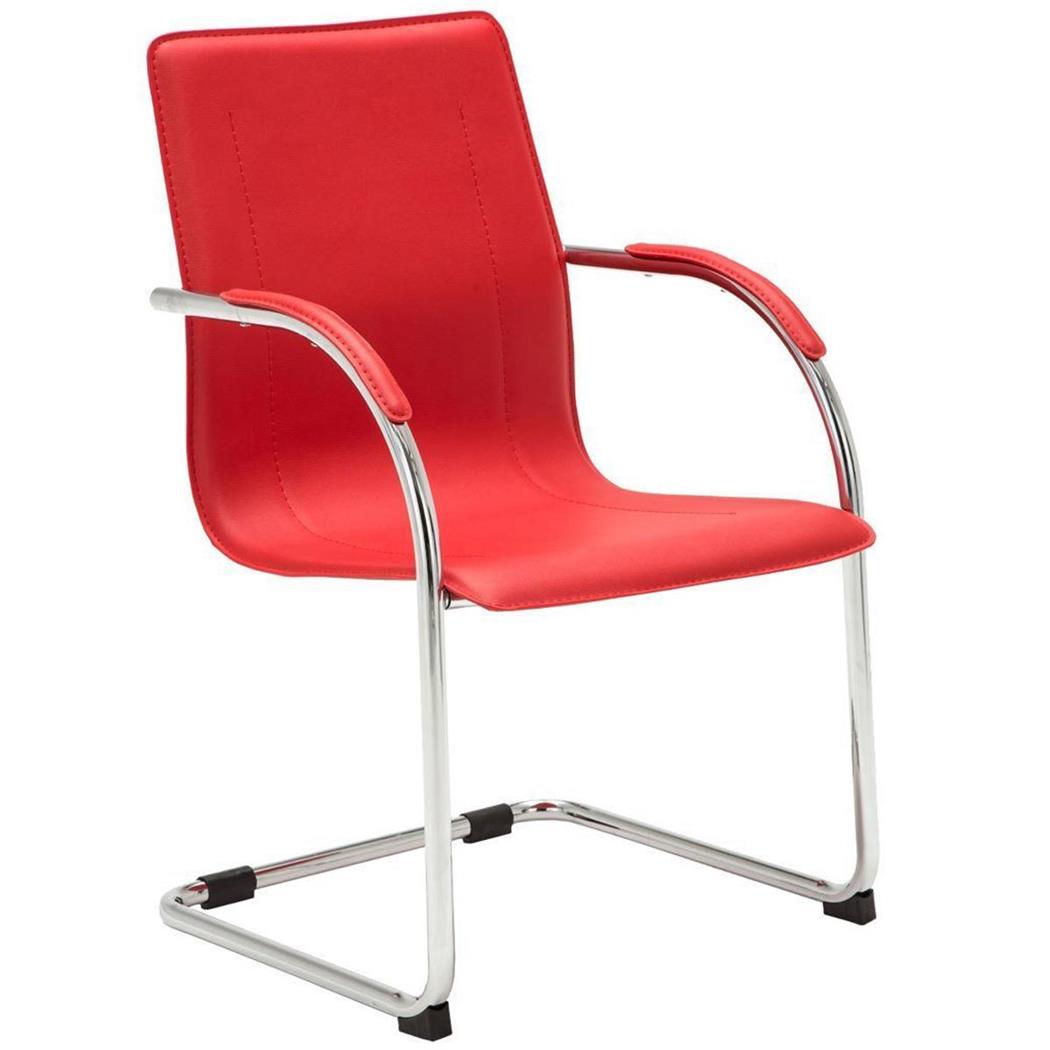 Besucherstuhl FLAP, Metallgestell, elegantes und modernes Design, Lederbezug, Farbe Rot