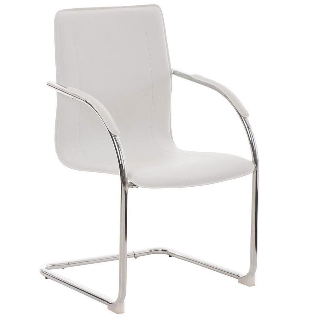 Besucherstuhl FLAP, Metallgestell, elegantes und modernes Design, Lederbezug, Farbe Weiß