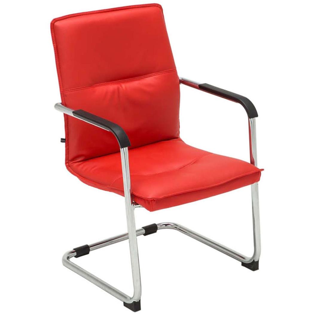 Besucherstuhl GOLIATH LEDER, Metallgestell, dicke Polsterung und elegantes Design, Farbe Rot