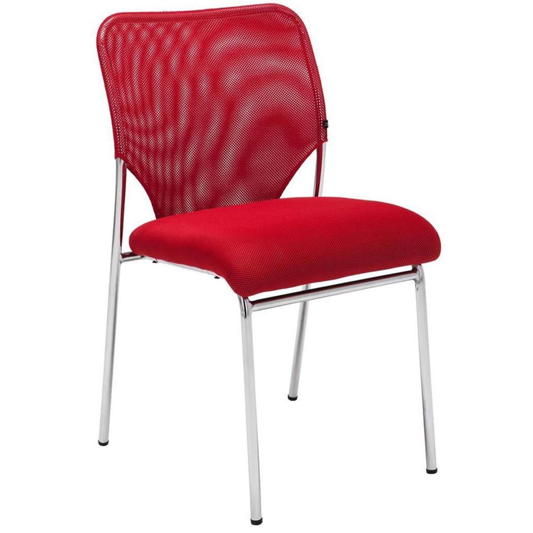 Besucherstuhl JAMAIKA OHNE ARMLEHNEN, robust und sehr bequem, atmungsaktiver Netzstoff, Farbe Rot