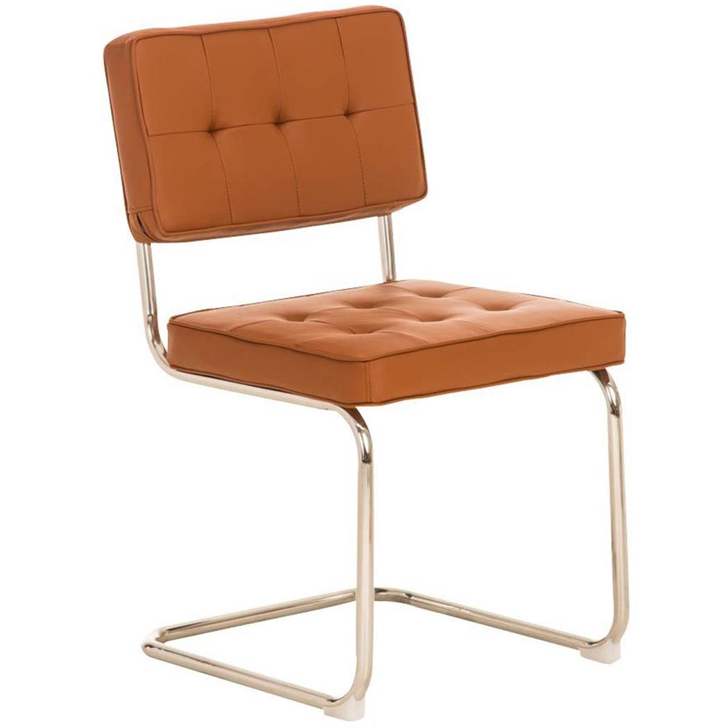 Konferenzstuhl CHIVO LEDER, Metallgestell, dicke Polsterung, im Capitone-Stil, Farbe Bernstein