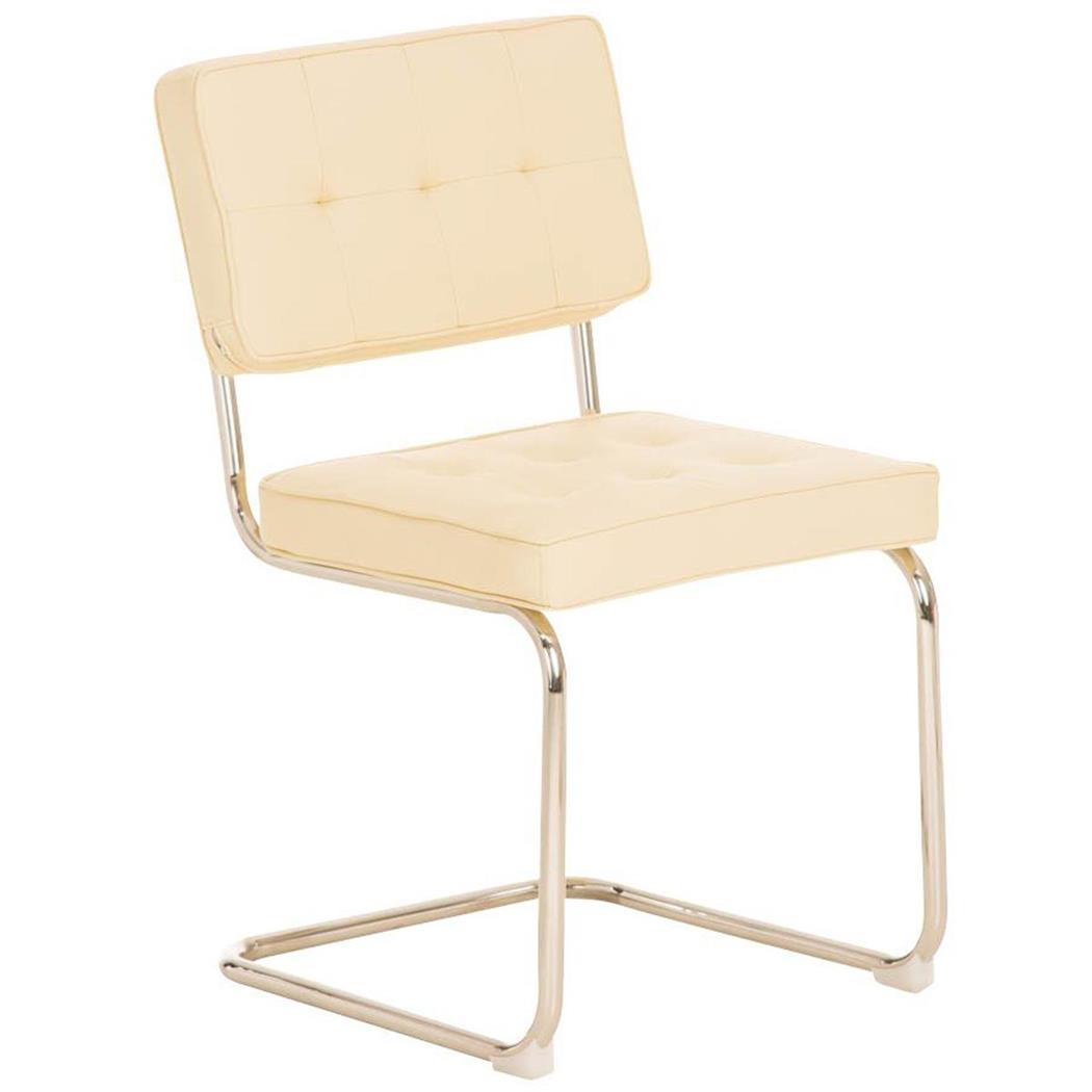 Konferenzstuhl CHIVO LEDER, Metallgestell, dicke Polsterung, im Capitone-Stil, Farbe Beige