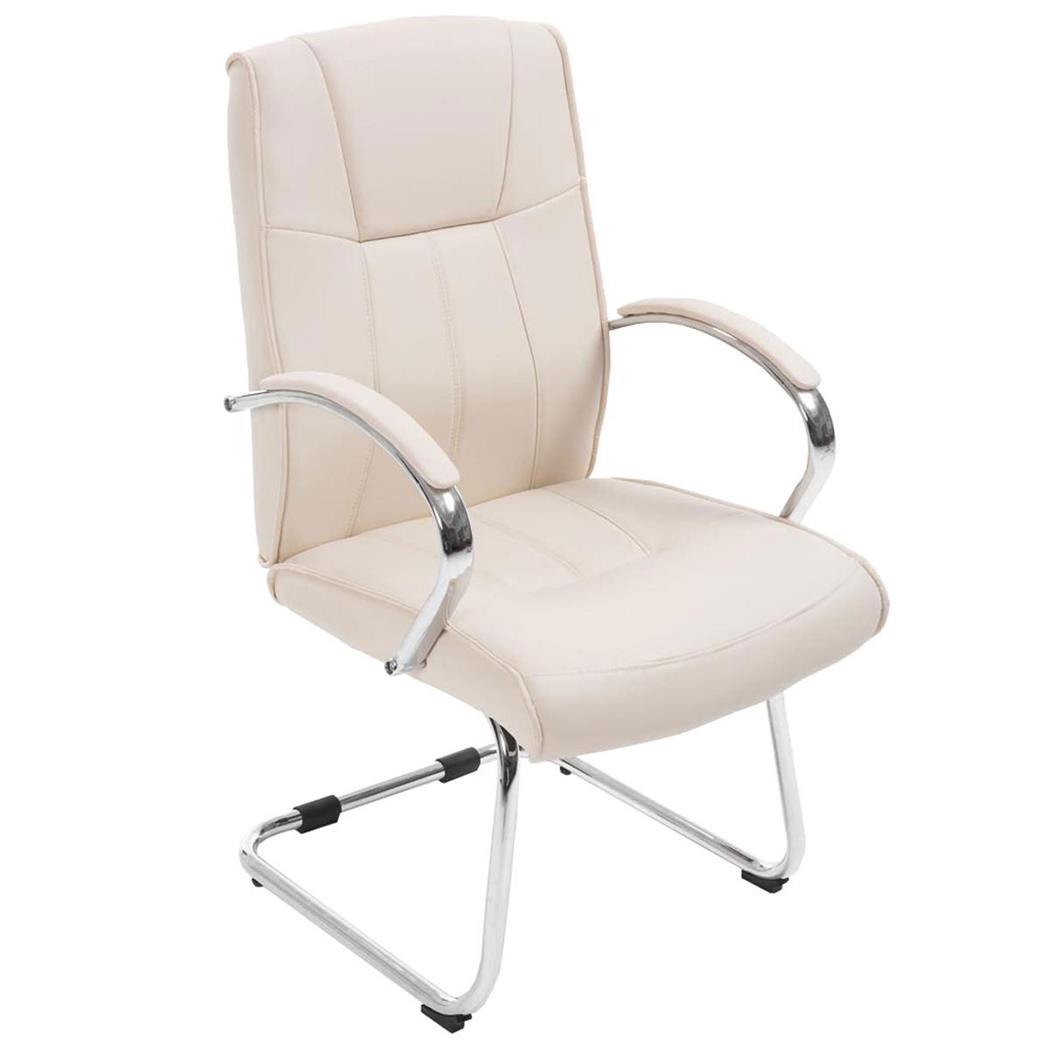 Besucherstuhl BORAU, Metallgestell, dicke Polsterung, Lederbezug, Farbe Beige