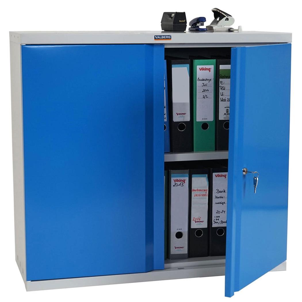 Aktenschrank CARIN 2-TÜRER, 84x92x37 cm, Stahlschrank, Farbe Blau