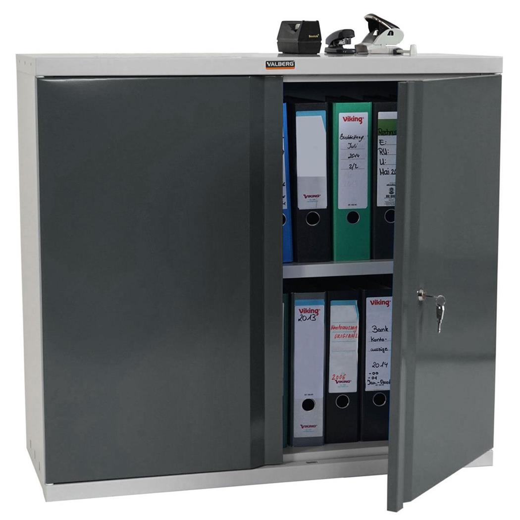 Aktenschrank CARIN 2-TÜRER, 84x92x37 cm, Stahlschrank, Farbe Anthrazit
