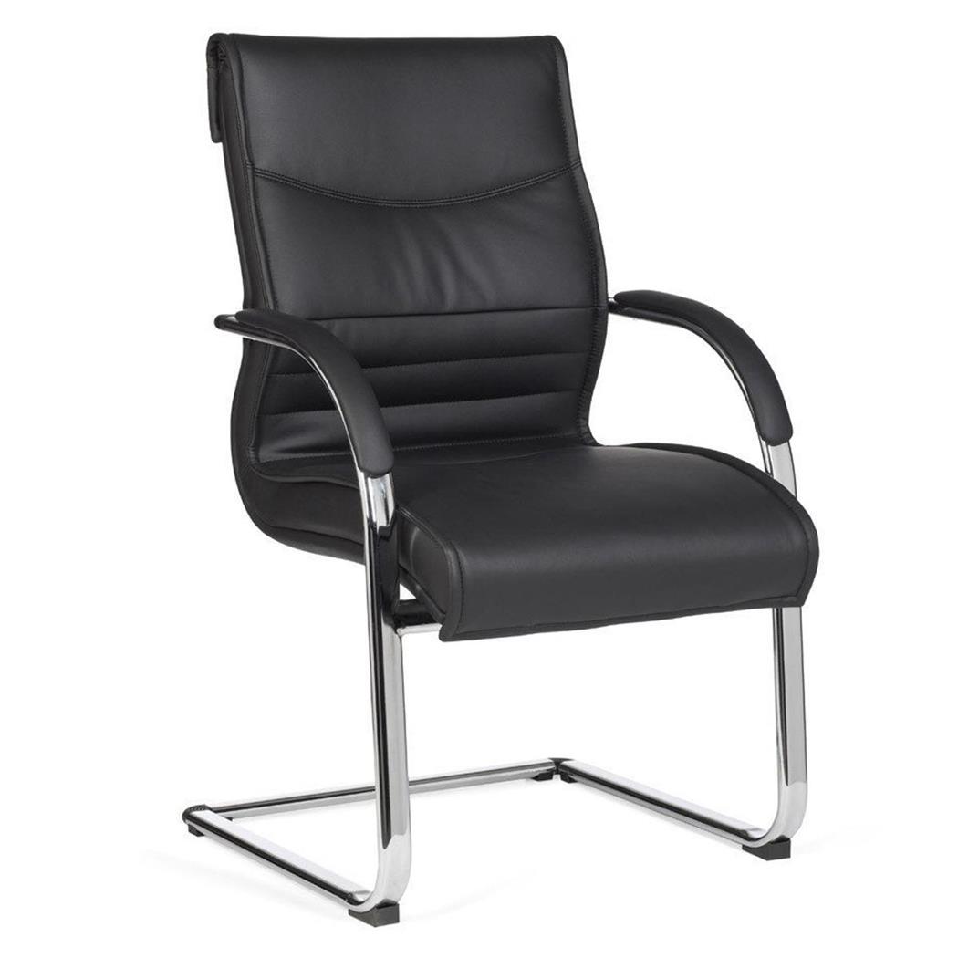 Besucherstuhl PINDO, dicke Polsterung, elegantes Design, Leder, Farbe Schwarz