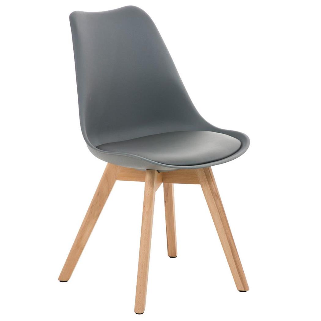 Besucherstuhl BOSPORUS, Stuhlbeine aus hellem Holz, Sitzbezug aus Kunstleder, Gestell mit Stoffbezug, Farbe Grau
